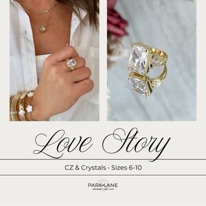 Park Lane Love story Gold Statement Ring with Crystal Accents